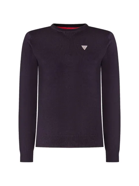 guess kids suéter con cuello redondo y parche del logo