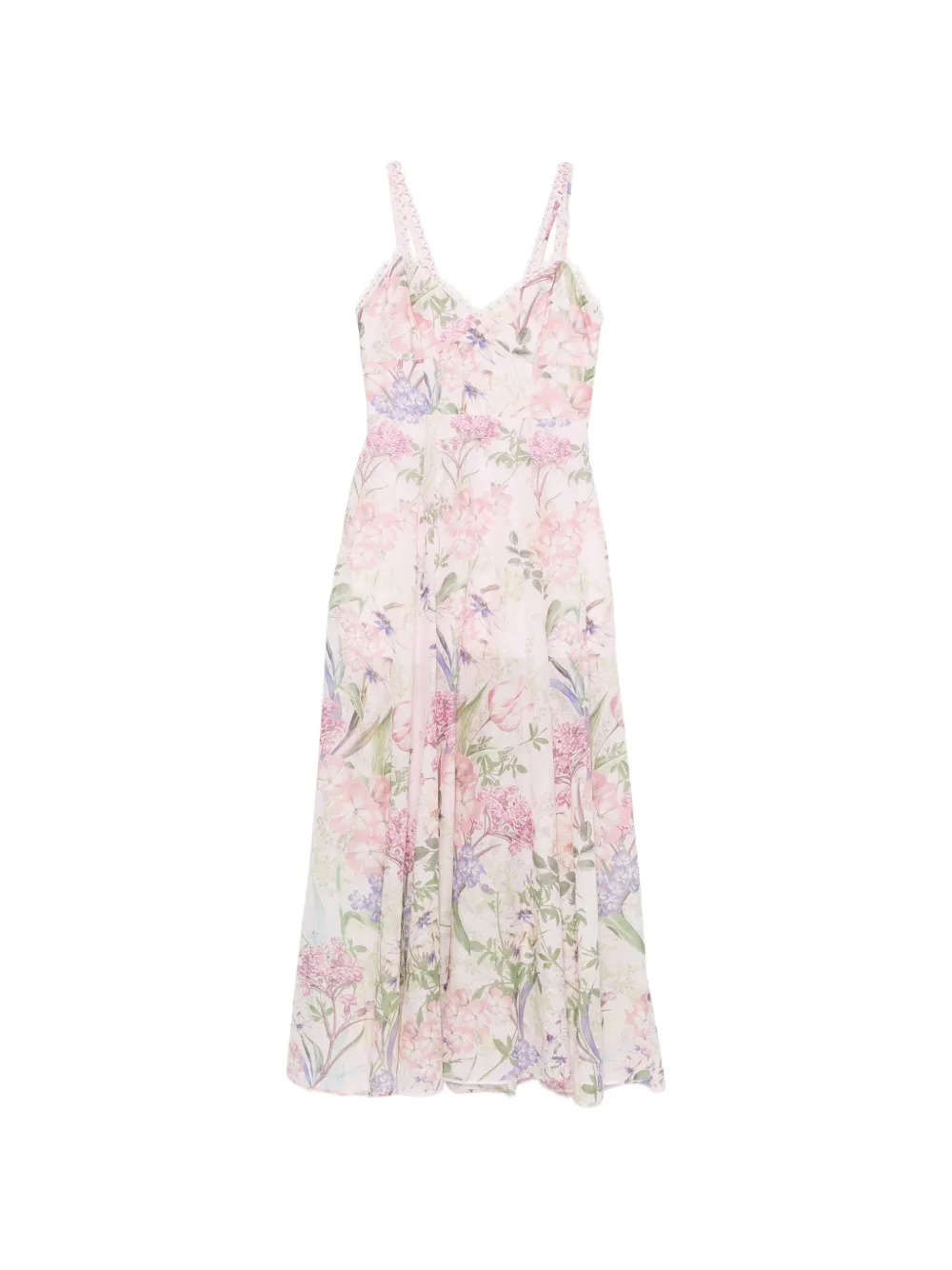 Charo Ruiz Ibiza Iraso floral-print lace-trim midi dress - Rosa