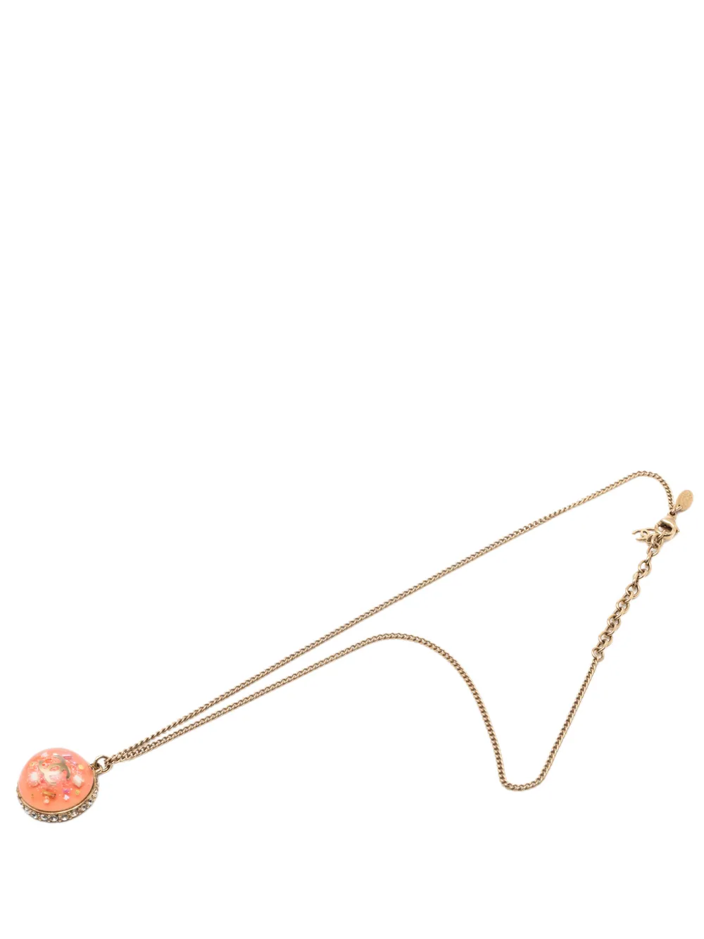 CHANEL Pre-Owned 2009 CC Gold Plated Resin Strass Dome Pendant Necklace costume necklace - Rosa