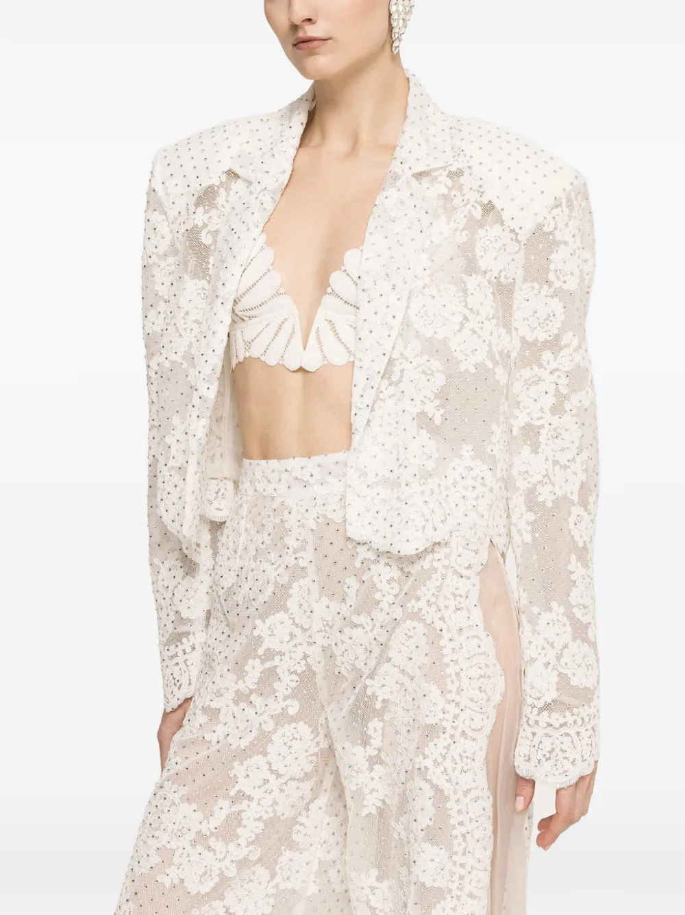 NISSA Blazer verfraaid met kant Wit