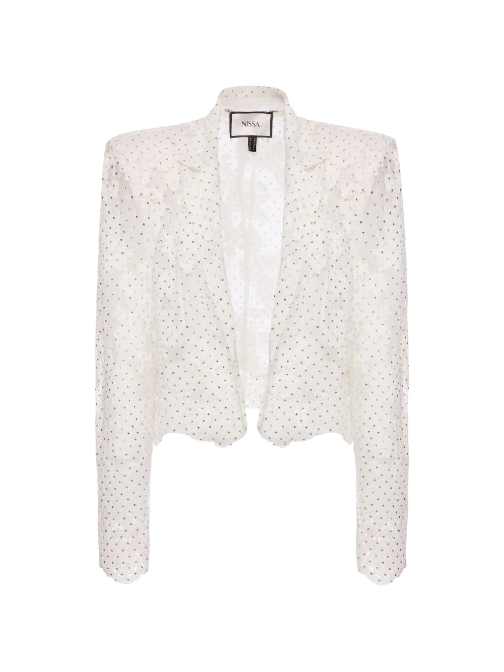 NISSA embellished lace blazer - Bianco