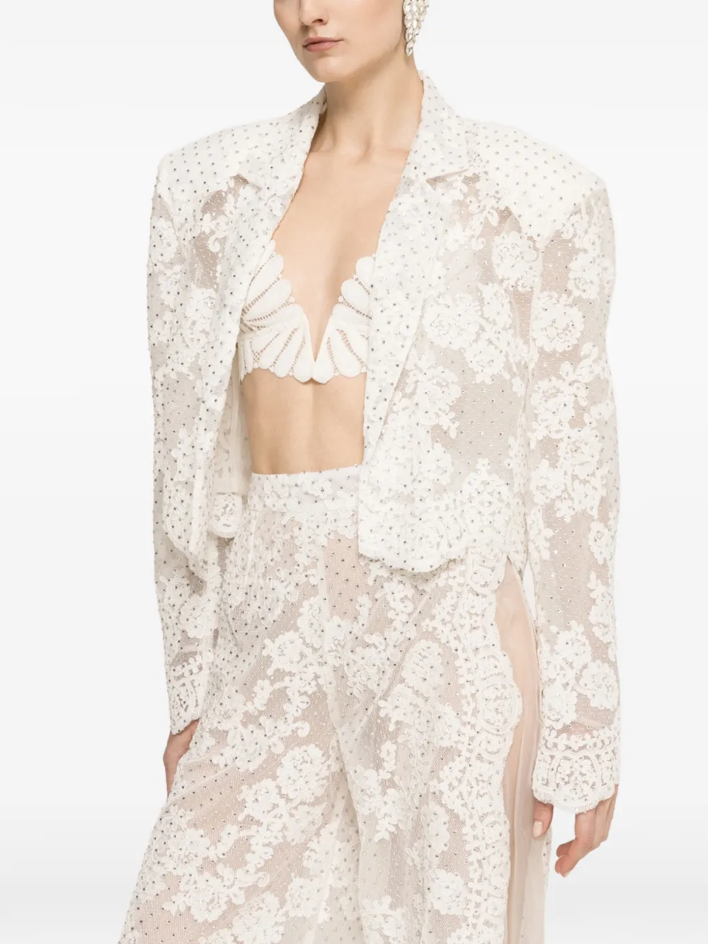 NISSA embellished lace blazer - White