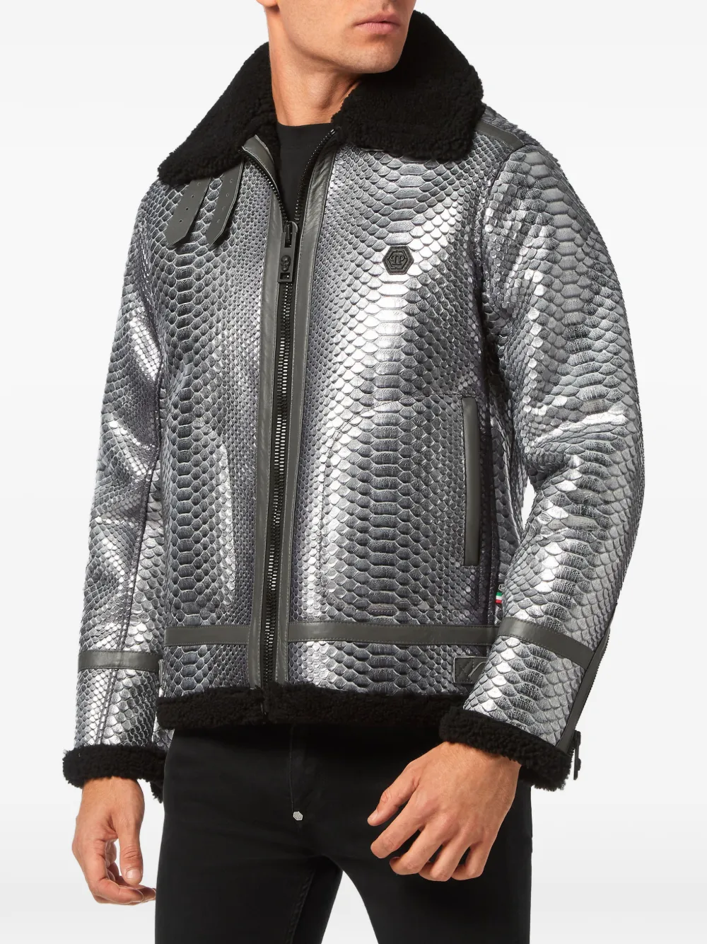 Philipp Plein Lammy jack met pythonprint Zilver