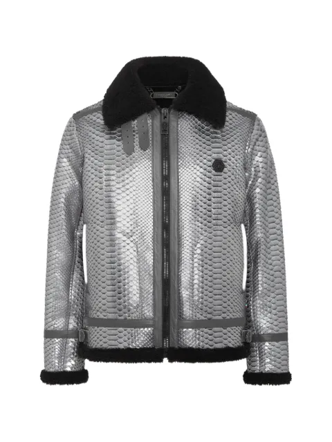 Philipp Plein metallic-effect python-skin jacket