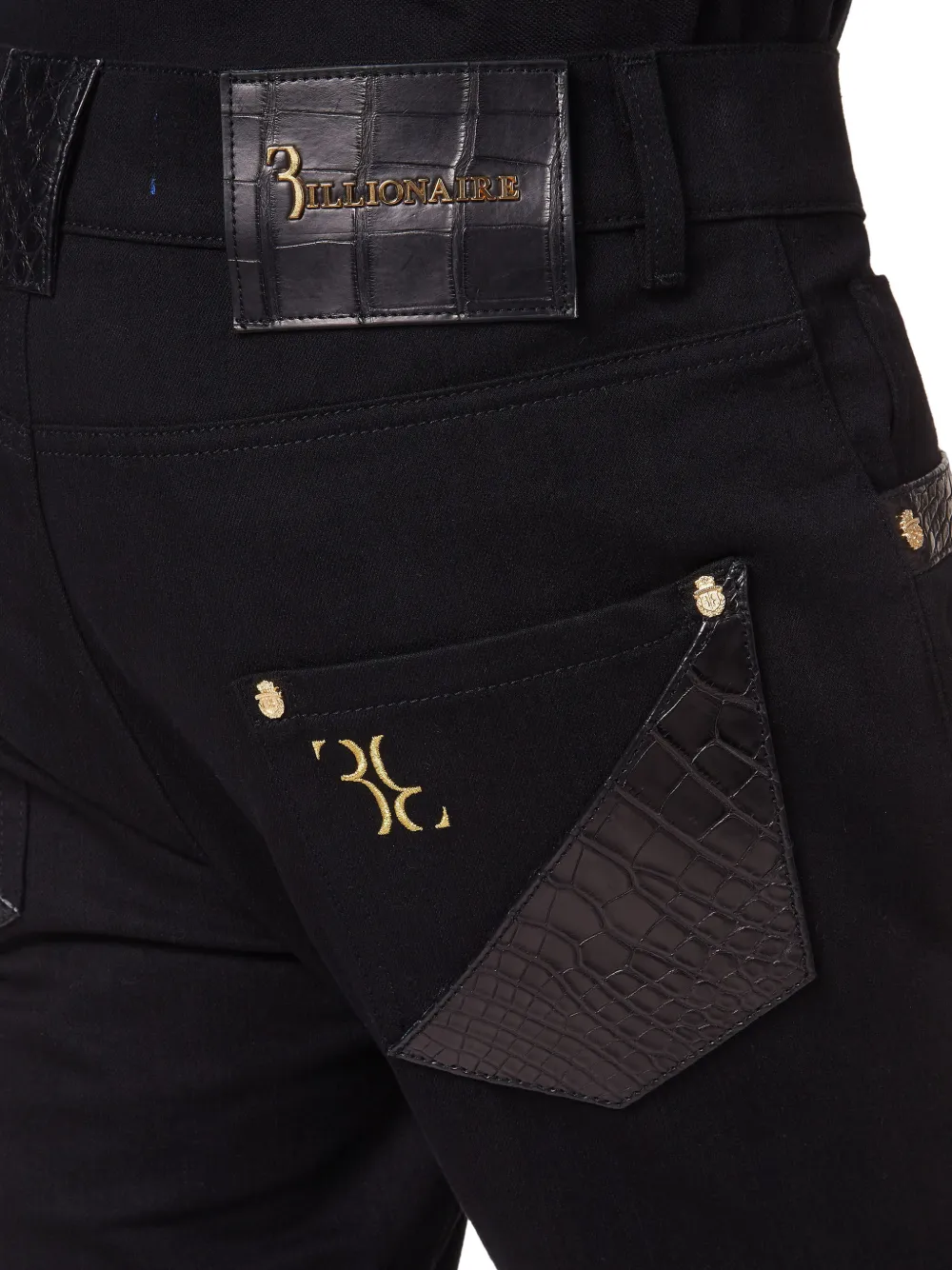 Billionaire Jeans met krokodillen-reliëf Zwart