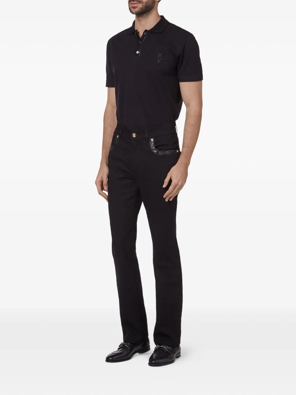 Billionaire Jeans met krokodillen-reliëf Zwart