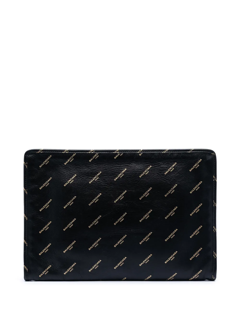 Balenciaga Pre-Owned 2017 Lambskin Allover Logo Zip Pouch clutch bag - Nero