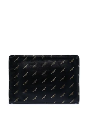 Balenciaga Pre-Owned 2010-2026 レザー ネイビー クリップ M クラッチ