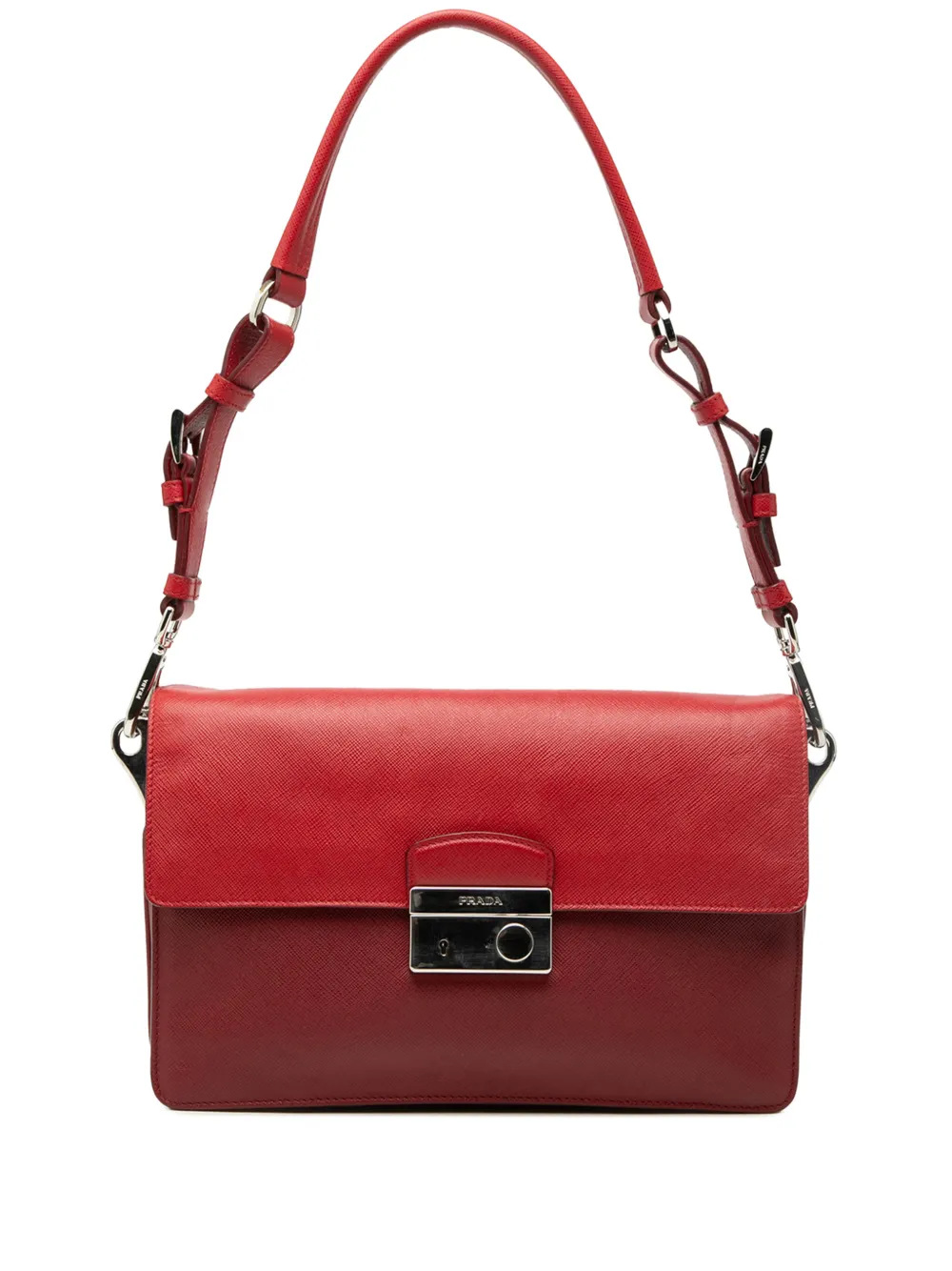 Prada Pre-Owned 2013-2025 Bicolor Saffiano Sound Lock shoulder bag - Rosso