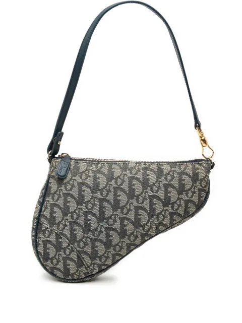 Christian Dior Pre-Owned bolsa de hombro Saddle Pochette Diorissimo mini en lona 2001