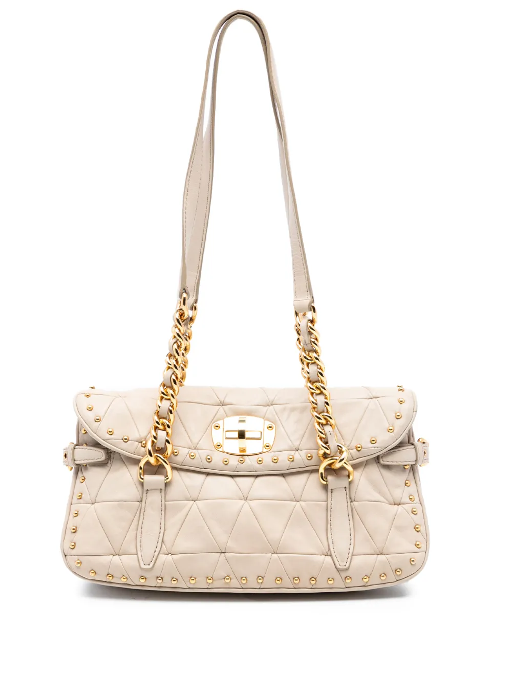 Miu Miu Pre-Owned 2010-2025 Studded Matelasse Nappa shoulder bag - Marrone