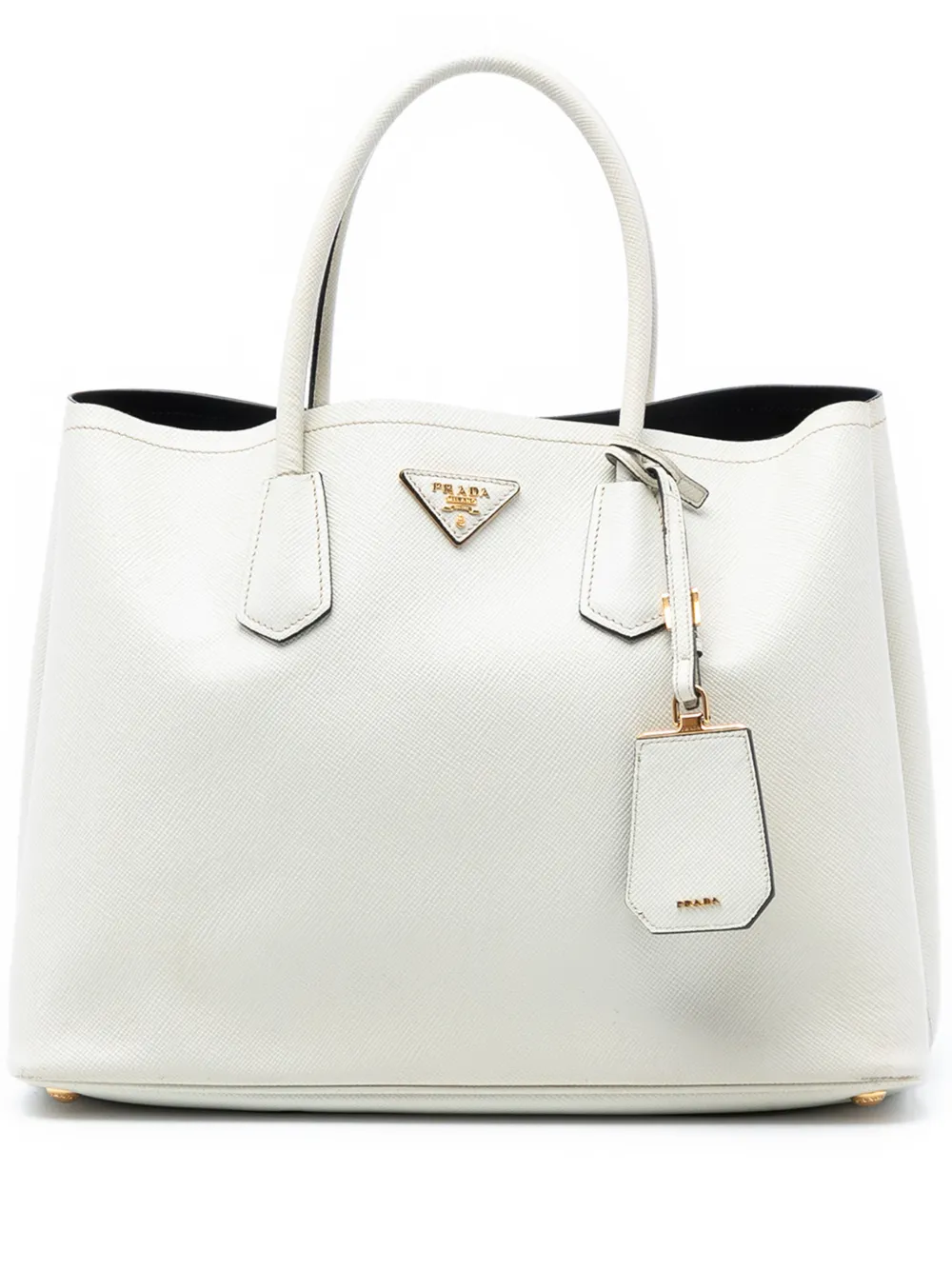 Prada Pre-Owned 2010-2025 Medium Saffiano Cuir Double satchel - Bianco