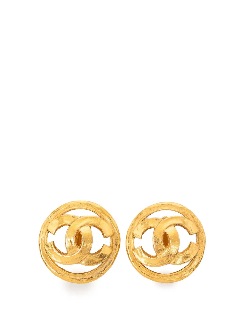 CHANEL Pre-Owned 1990-2010 CC Gold Plated Round Clip on Earrings costume earrings - Oro