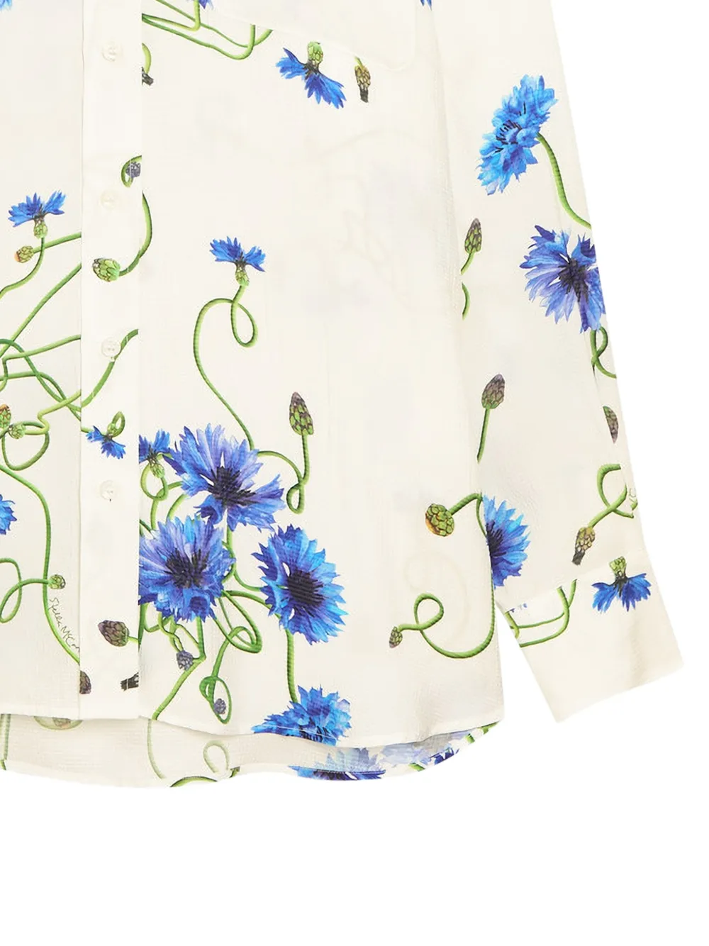 Stella McCartney Shirtjack met bloemen-print en gehamerd effect Wit