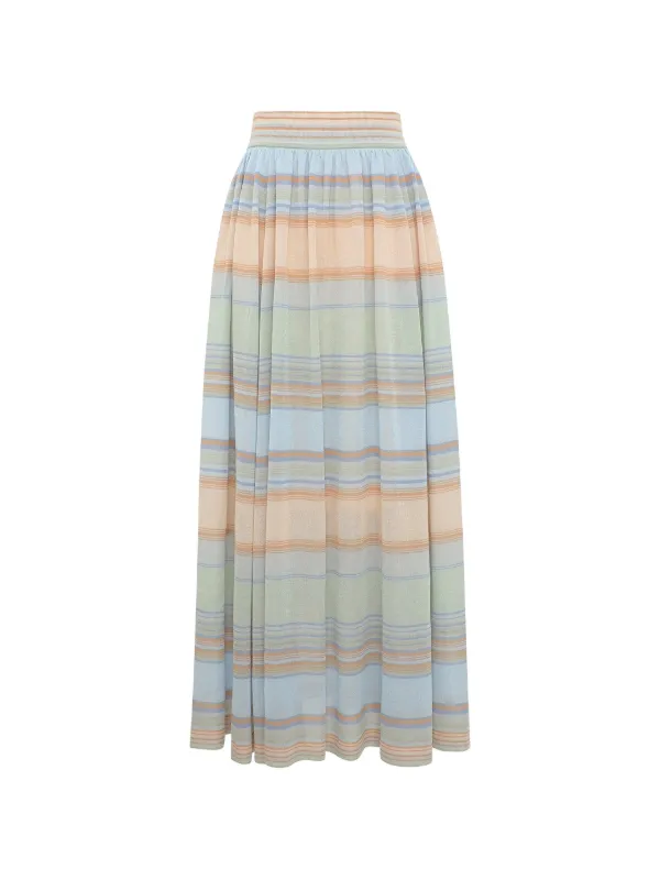 Zimmermann Indra Stripe Circle Skirt in Blue