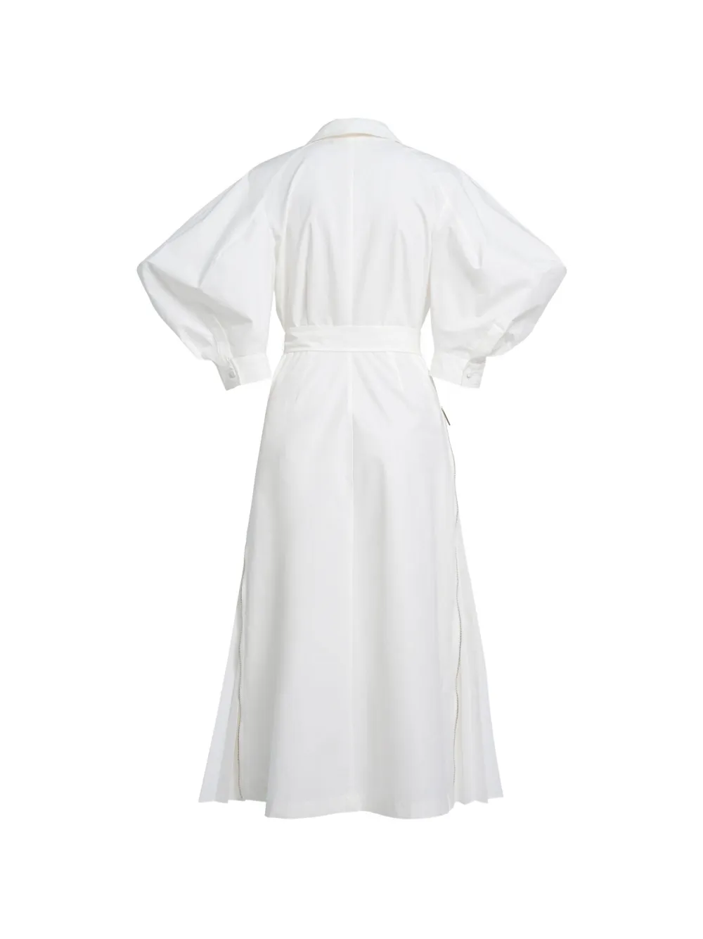 Elie Saab Pleated Puff-sleeve Dress in White, view 2