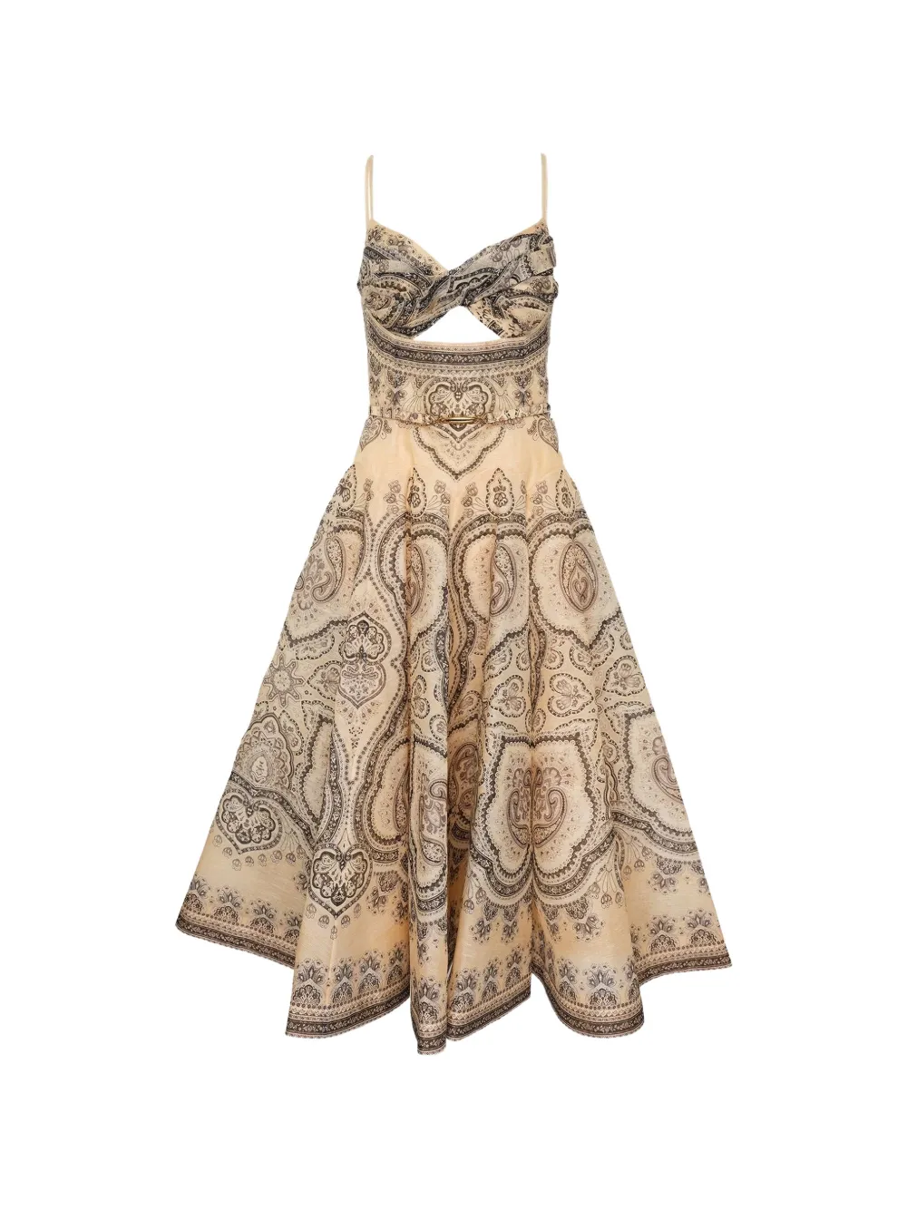 ZIMMERMANN Luna twist-detail paisley-print midi dress - Toni neutri