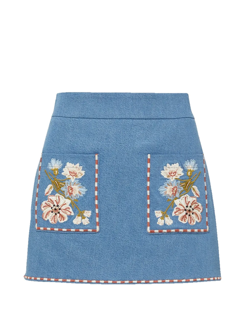Veronica Beard Pallas floral-embroidered skirt - Blu