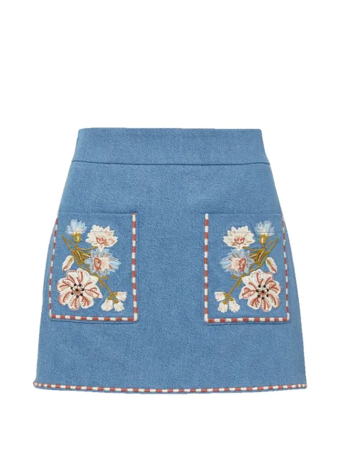 Veronica Beard Pallas floral-embroidered skirt