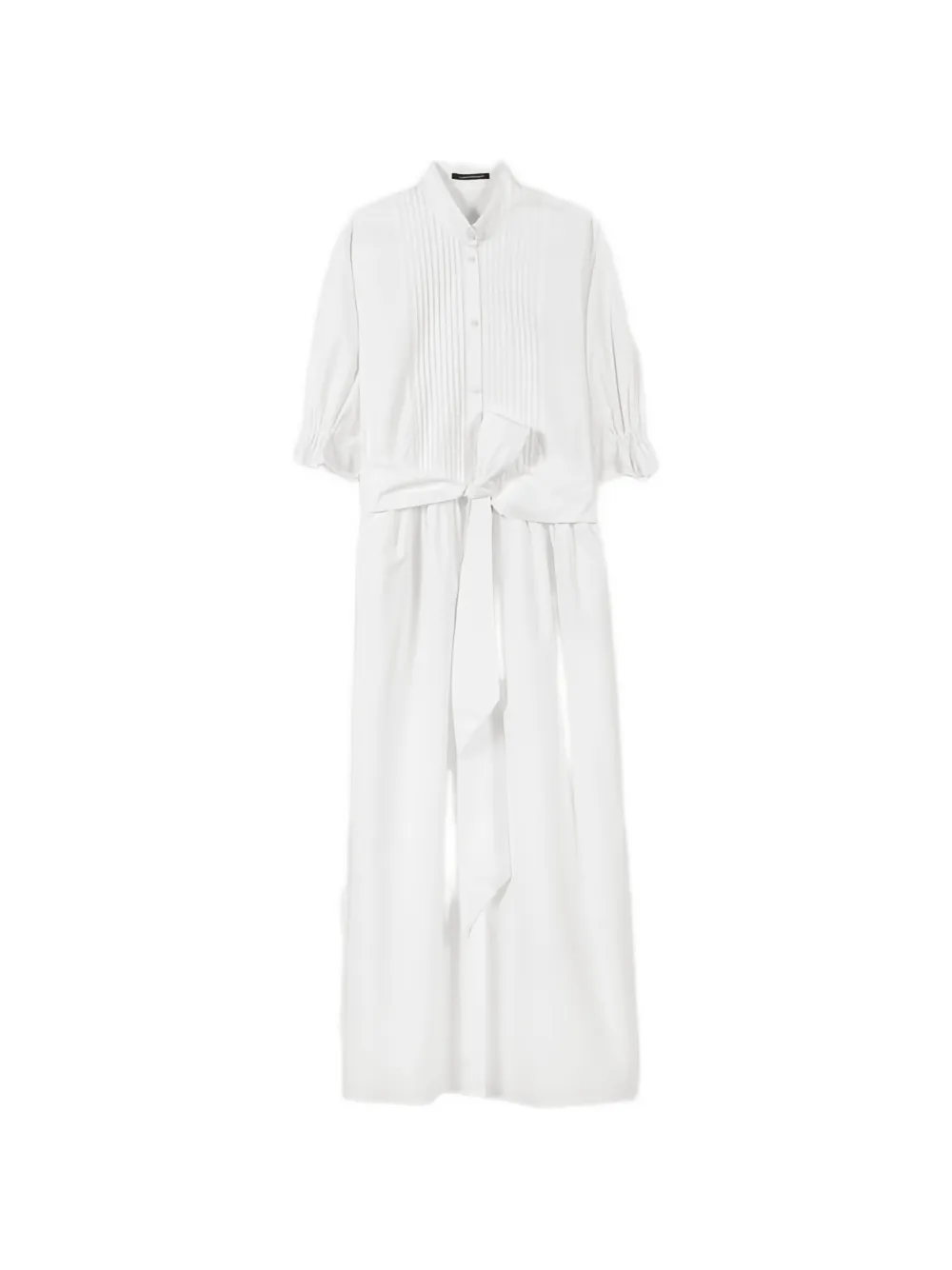 Luisa Cerano pintuck-detail tied-waist dress - Bianco