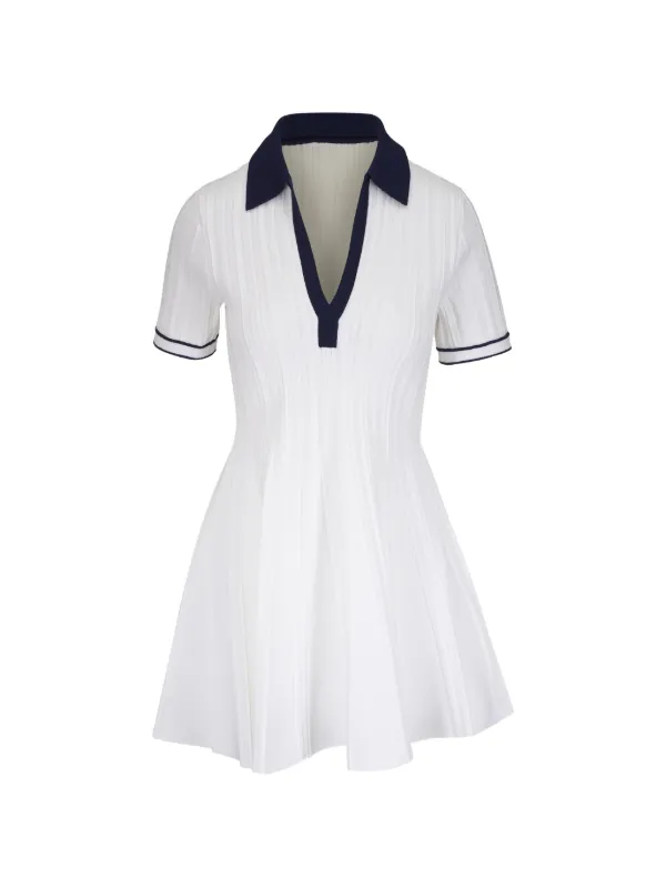 rib collar dress Black Rib Knit Contrast Collar Mini Shift Dress