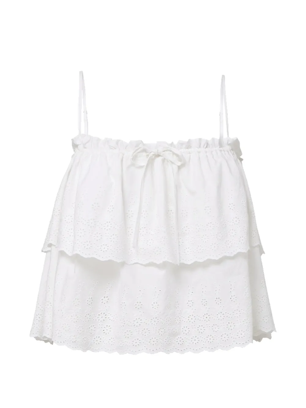 Veronica Beard Oseanna broderie-anglaise tiered top - Weiß