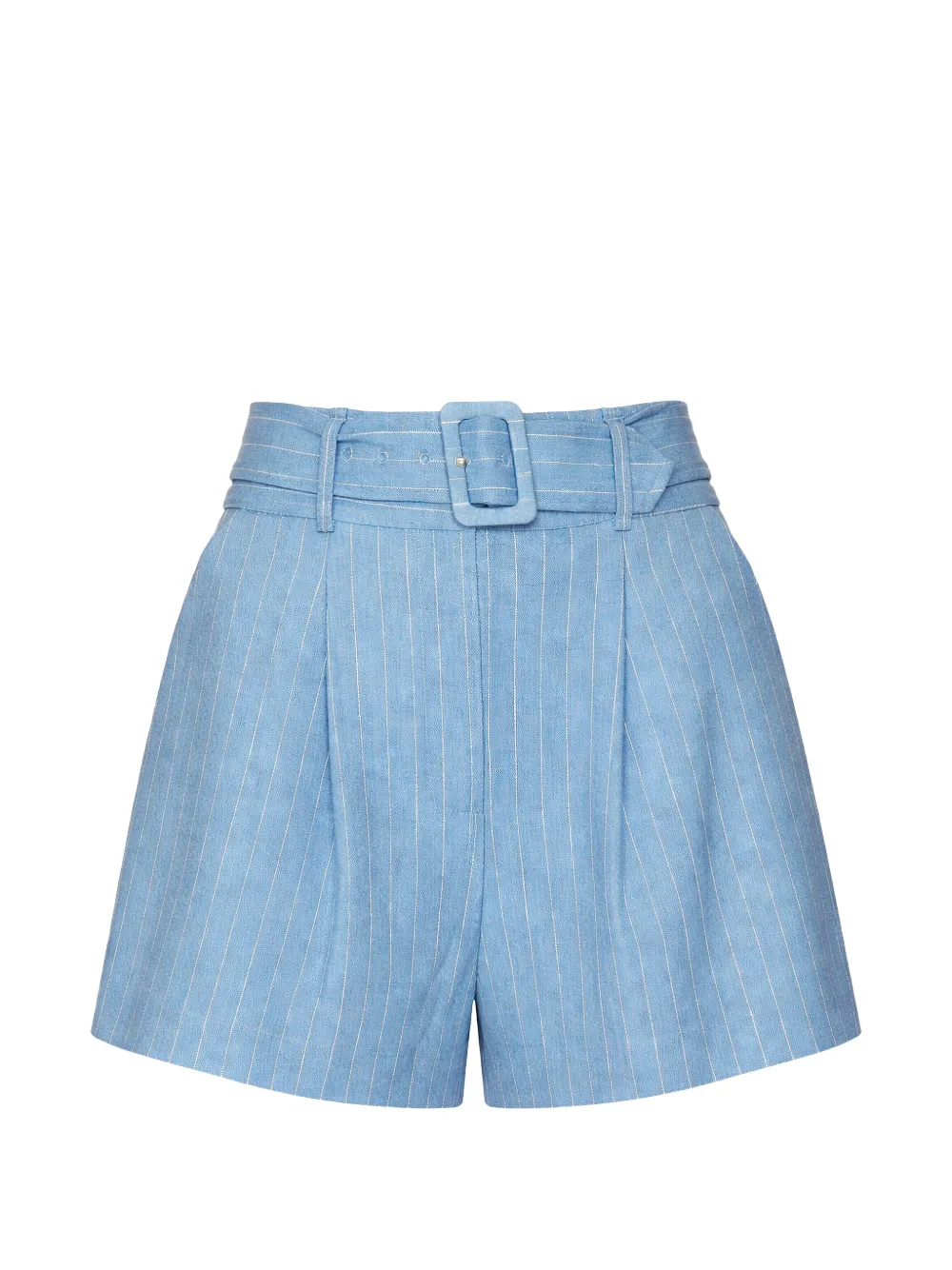 Veronica Beard Piper pinstripe belted shorts - Blu