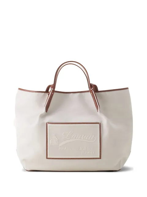 Lanvin Catch leather-trim logo-patch tote bag
