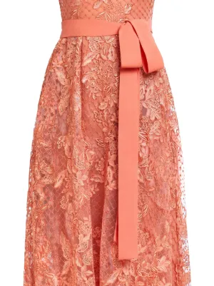 knee length dresses for ladies 21SIX Aurelia Lace Dress in Beige main image 1