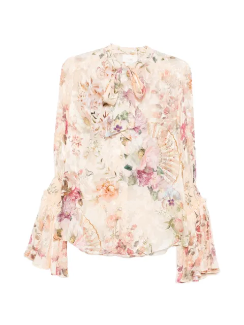 Camilla floral-print jacquard blouse