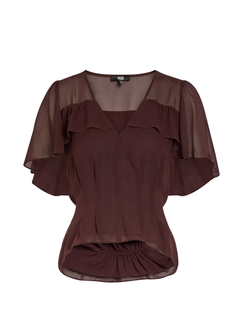 PAIGE ruffled flutter-sleeve blouse - Marrone