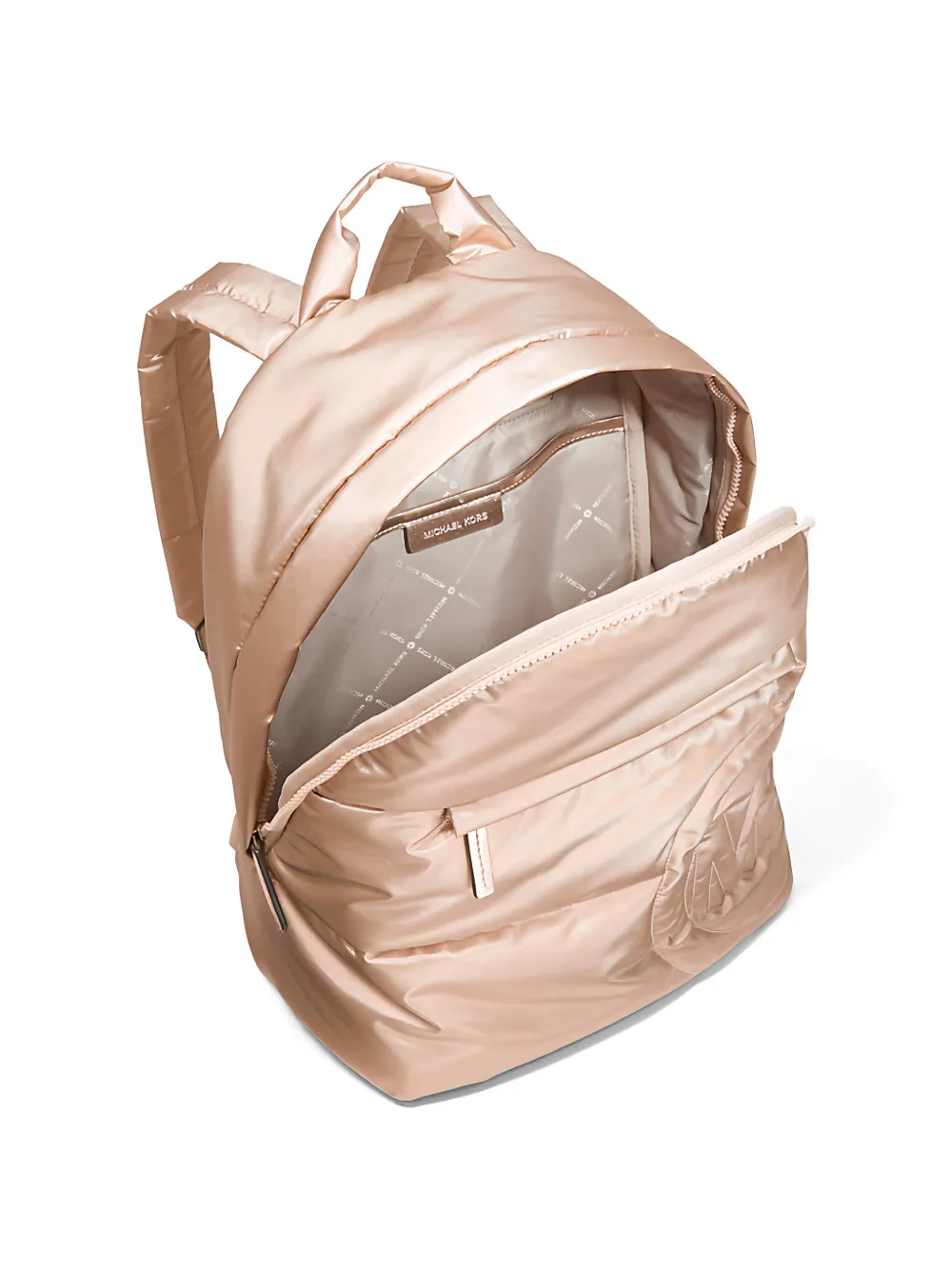 Michael Kors Rae medium gewatteerde metallic rugzak Beige