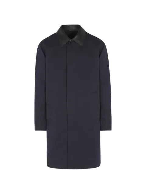 Brioni leather-collar coat