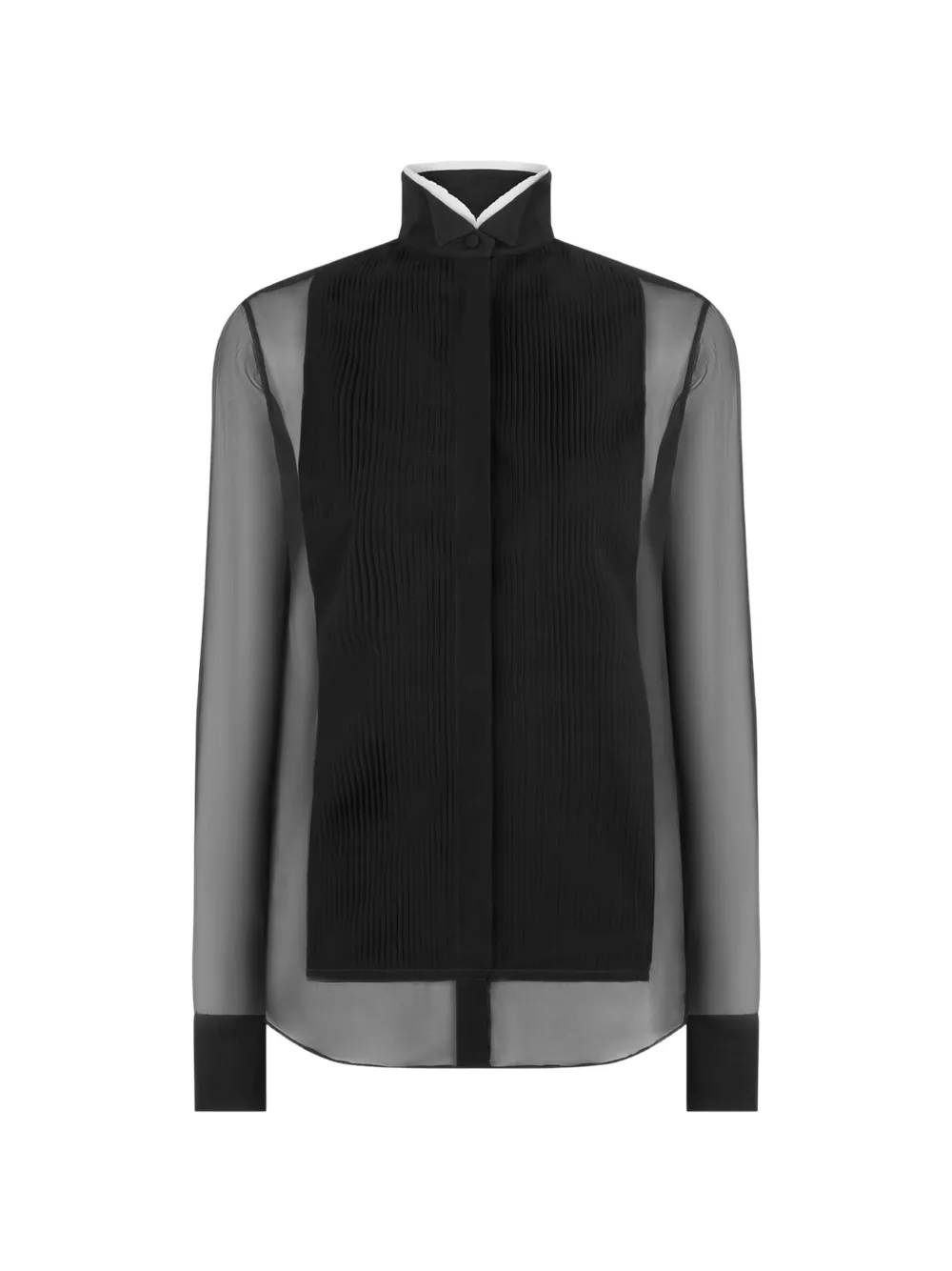 TOM FORD sheer pleated-bib blouse - Black