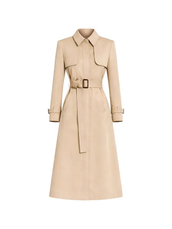 Elie Saab Belted Pleated Coat in Neutrals