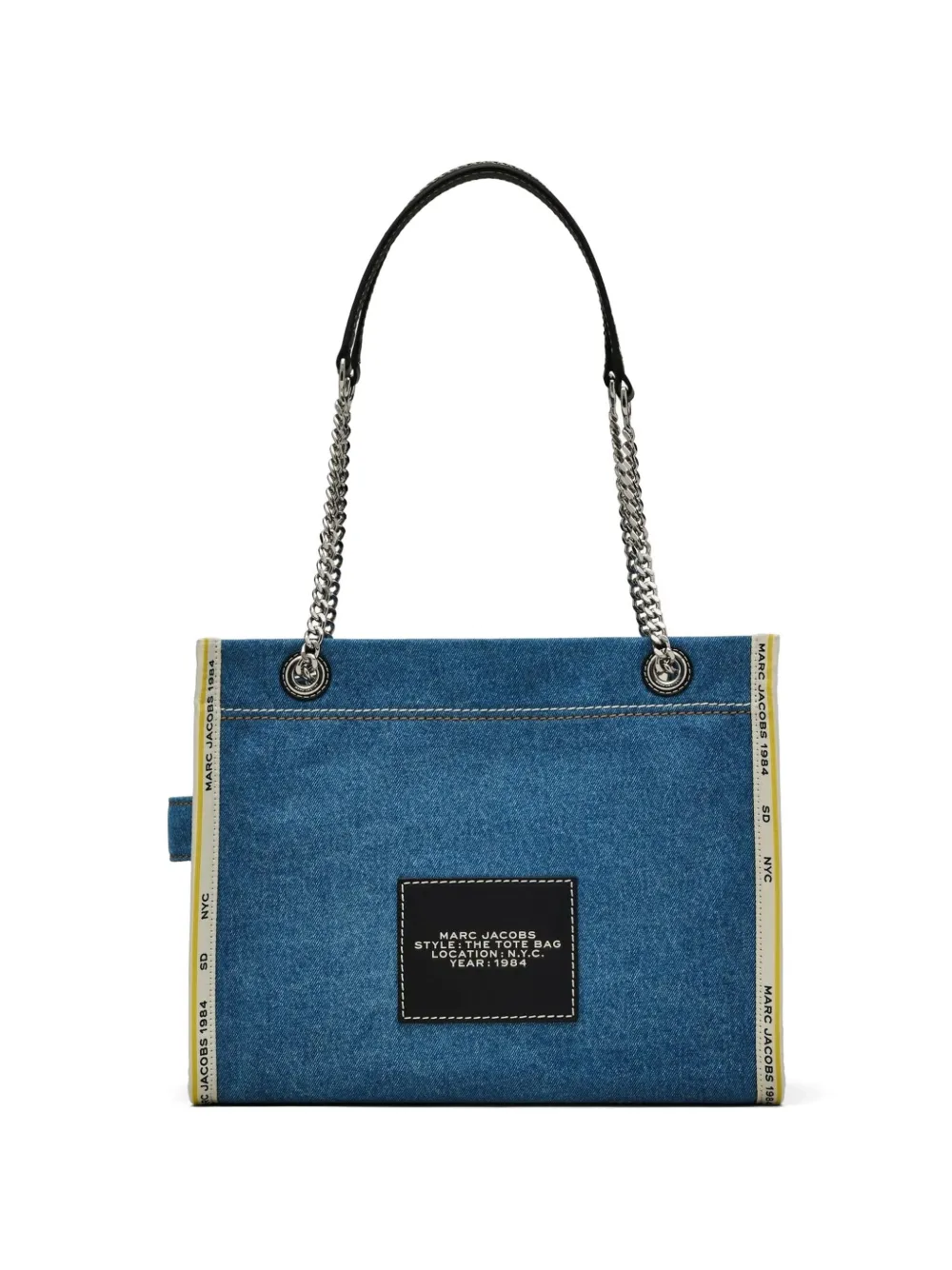 Marc Jacobs The Tote Bag denim shopper met schakelketting Blauw