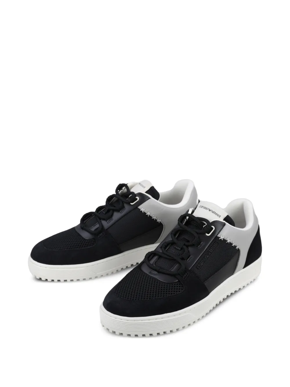 Emporio Armani Sneakers met mesh vlakken Zwart