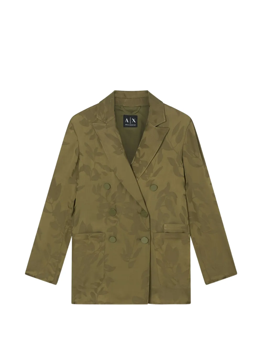 Armani Exchange leaf-print double-breasted blazer - Verde