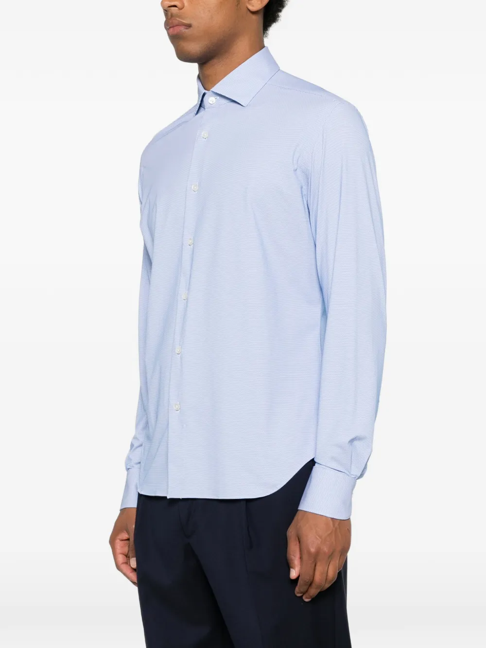 Xacus Overhemd met brede kraag Blauw