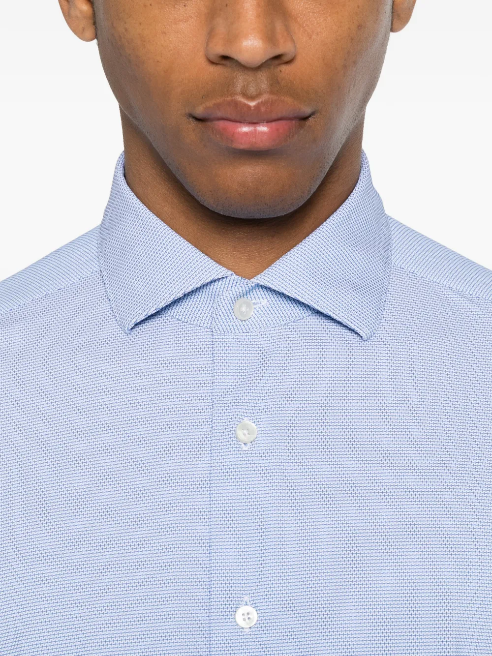 Xacus Overhemd met brede kraag Blauw