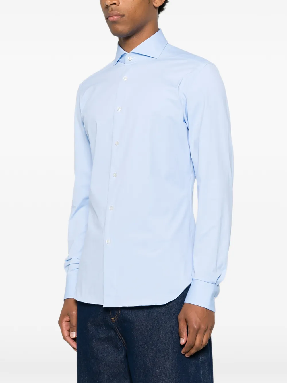 Xacus Overhemd met gespreide kraag Blauw