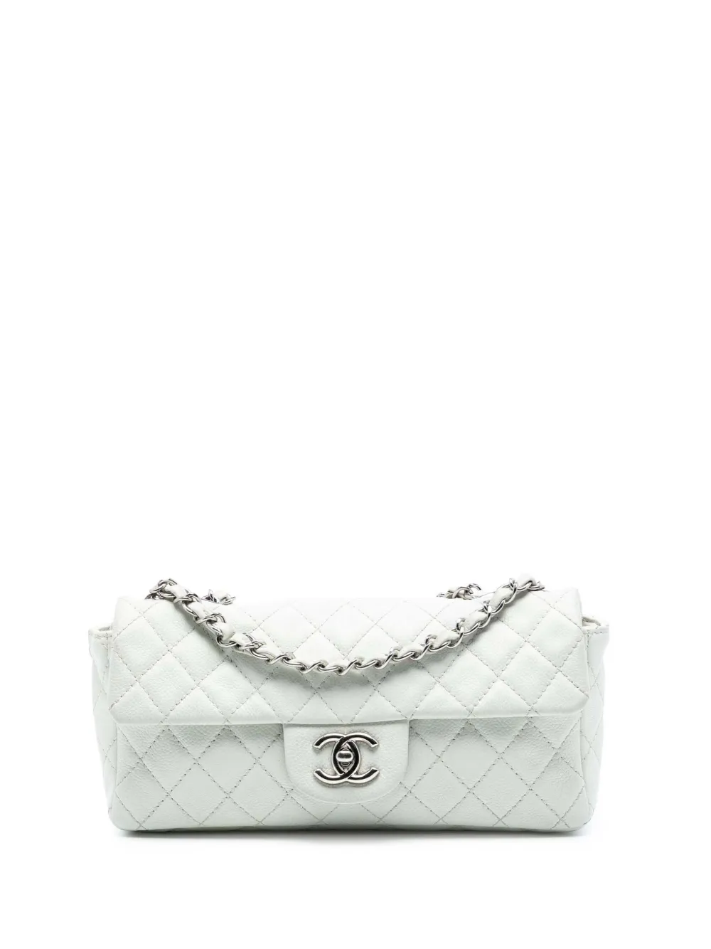 CHANEL Pre-Owned 2008-2009 CC Quilted Caviar East West Single Flap shoulder bag - Bianco
