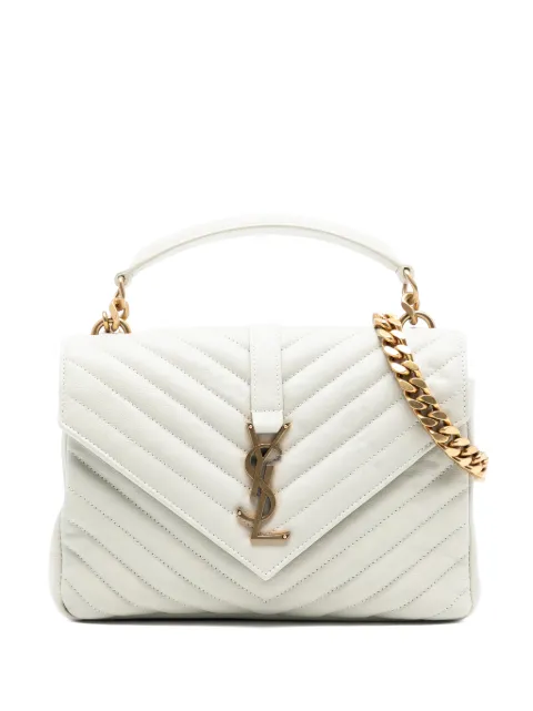 Saint Laurent Pre-Owned 2020 Medium Chevron Sheepskin Monogram College satchel