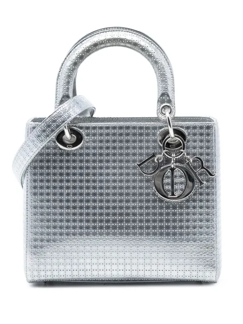 Christian Dior Pre-Owned 2016 ミディアム メタリック パテント マイクロカナージュ レディ ディオール サッチェルバッグ