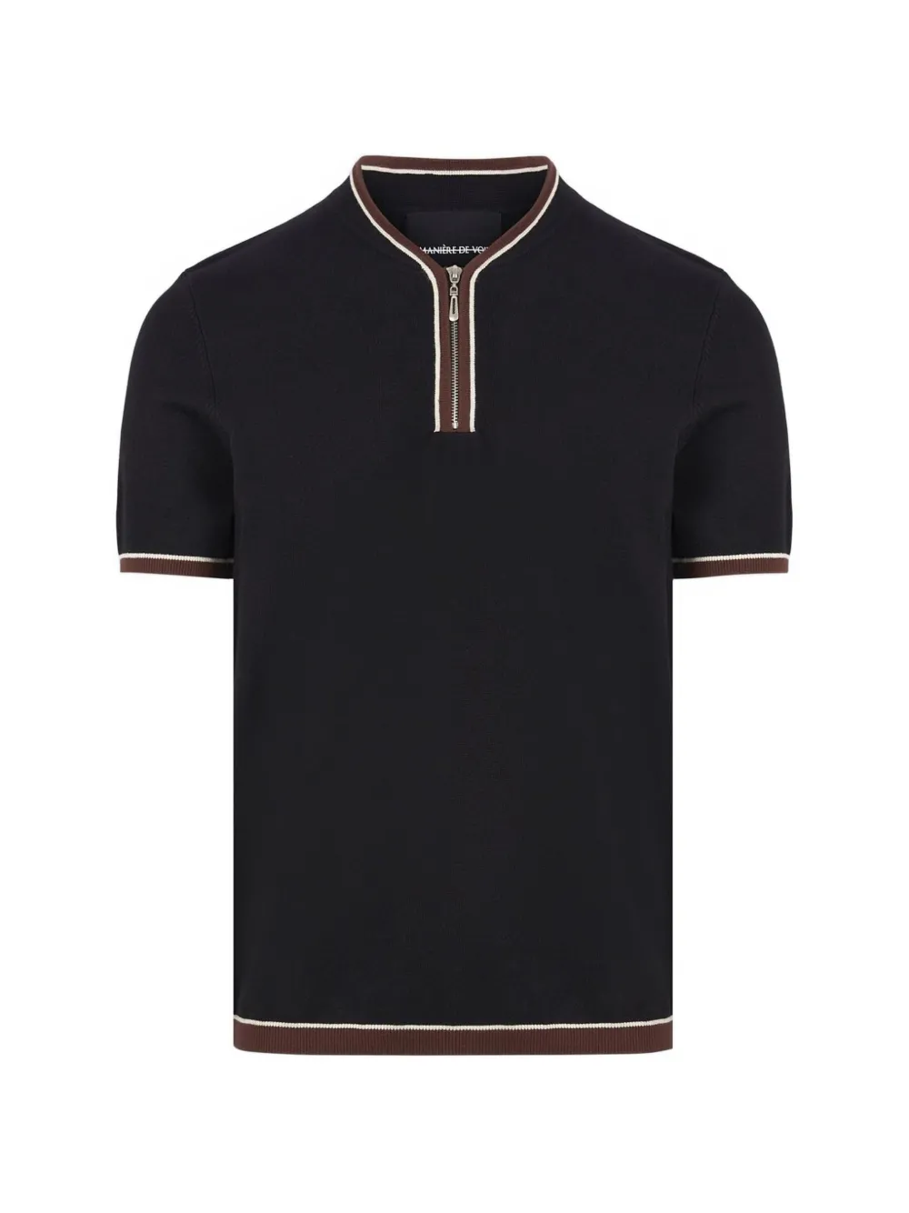 Manière De Voir zip-neck knit polo shirt - Nero
