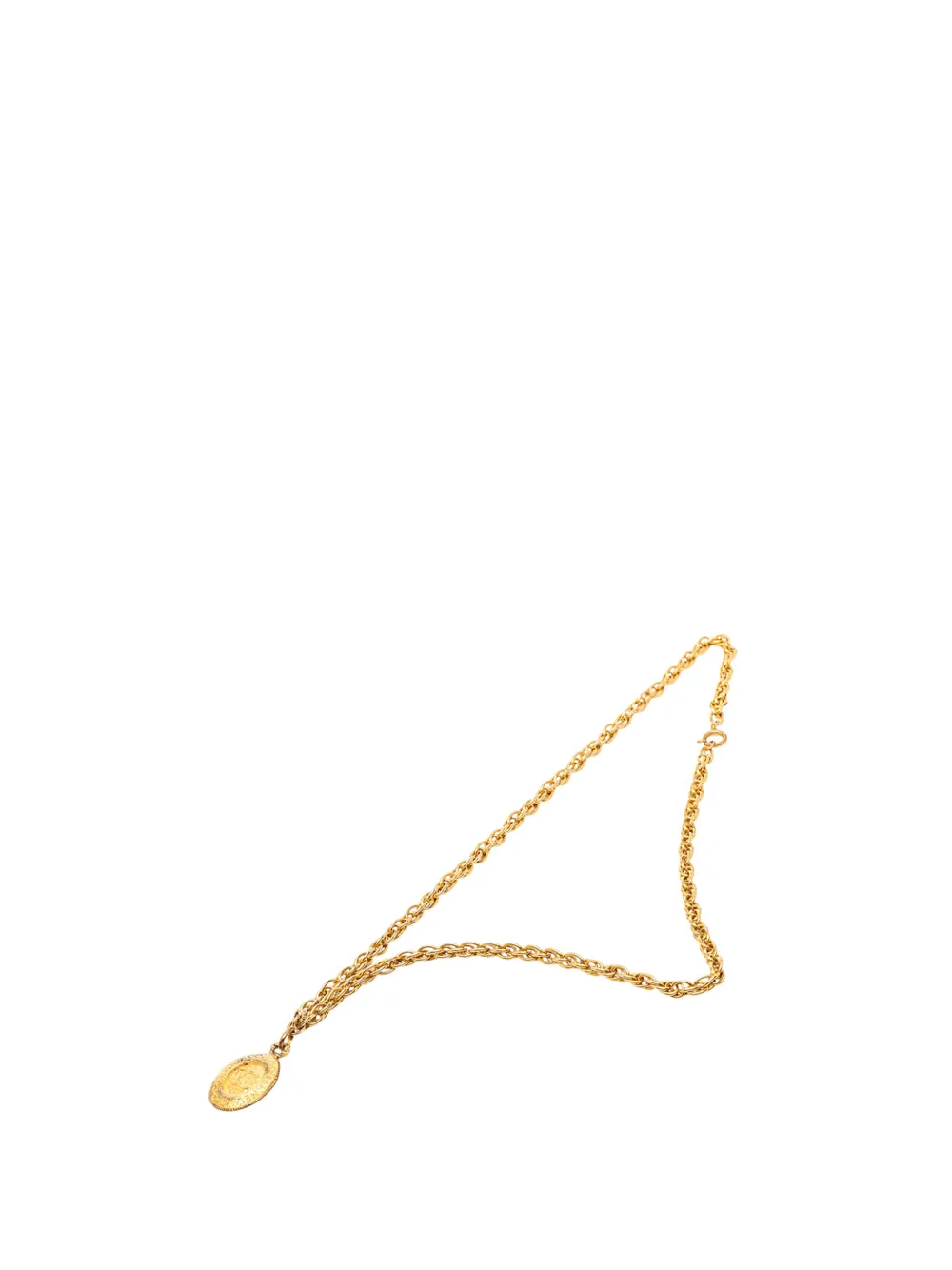 CHANEL Pre-Owned 1970-1980 CC Gold Plated Medallion Pendant Necklace costume necklace - Oro