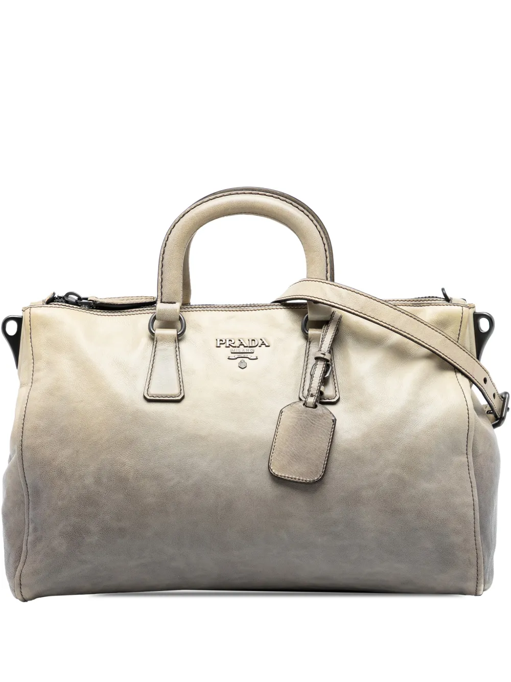 Prada Pre-Owned 2010-2025 Glace Calf Ombre Leather satchel - Marrone