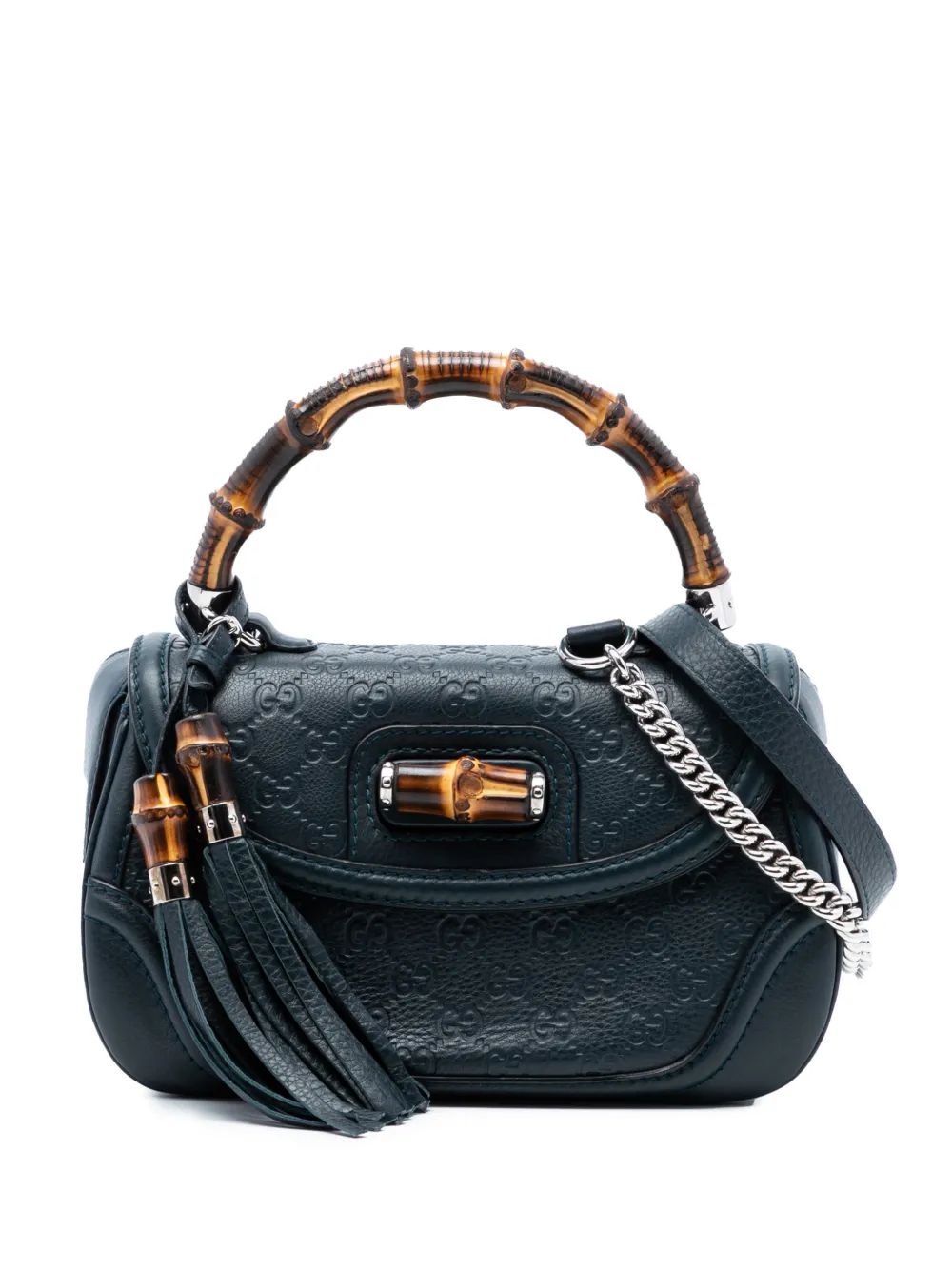 Gucci Pre-Owned 2016-2025 Medium Guccissima New Bamboo Top Handle Bag satchel - Blu