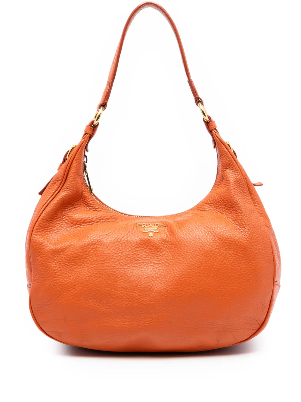 Prada Pre-Owned 2010-2025 Vitello Daino Zip Top Hobo shoulder bag - Arancione