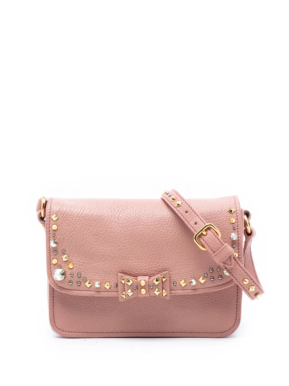 Miu Miu Pre-Owned 2010-2026 Studded Goatskin Madras Crystal crossbody bag - Rosa